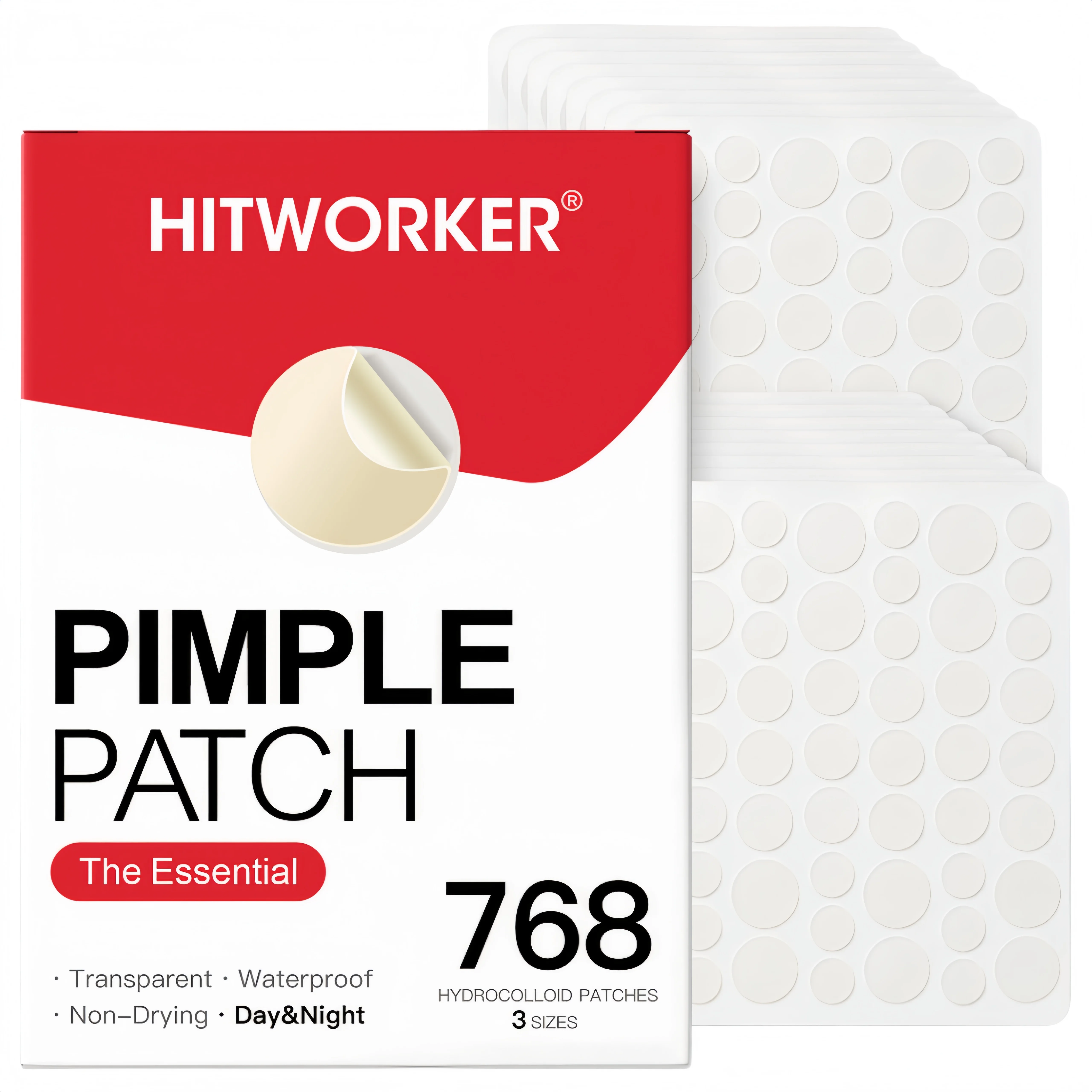 768Pcs Hydrocolloid Acne Patches – Invisible, High-Quality Acne Patches Containing Salicylic Acid and Tea Tree Oil.