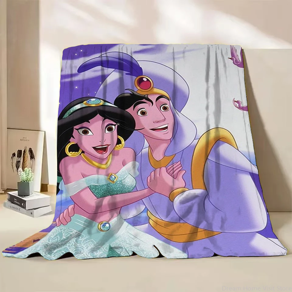 Disney Aladdin Jasmine Princess Children Soft Fluffy Flannel Blanket for Home Bedroom Bed Travel Office Sofa Blanket Winter Gift