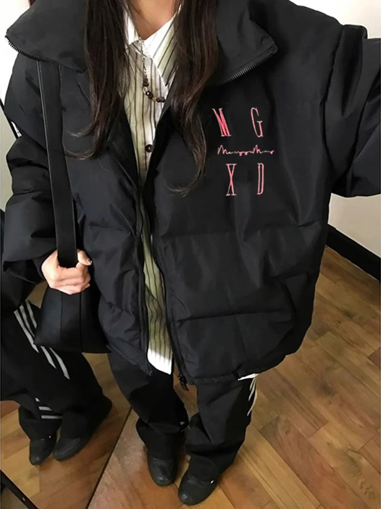 

Мужская зимняя утепленная куртка оверсайз из хлопка с надписями в американском уличном стиле, для пар, молодежная, трендовая