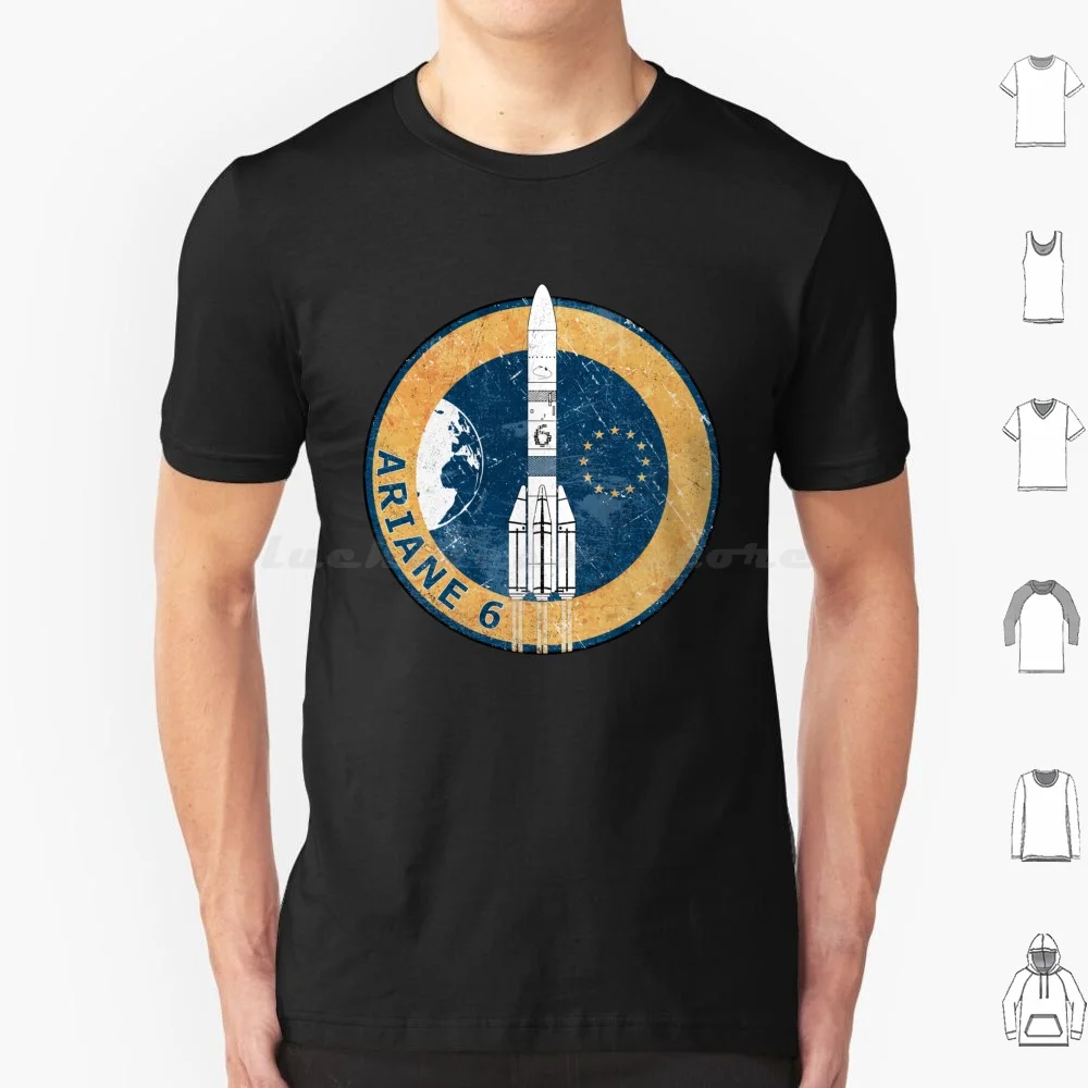 Camiseta con insignia Ariane 6, camiseta de algodón para hombres y mujeres, estampado DIY, Rockets Rocket Esa Heavy Exploration Moon Space Deep Iss Vintage Rapaz