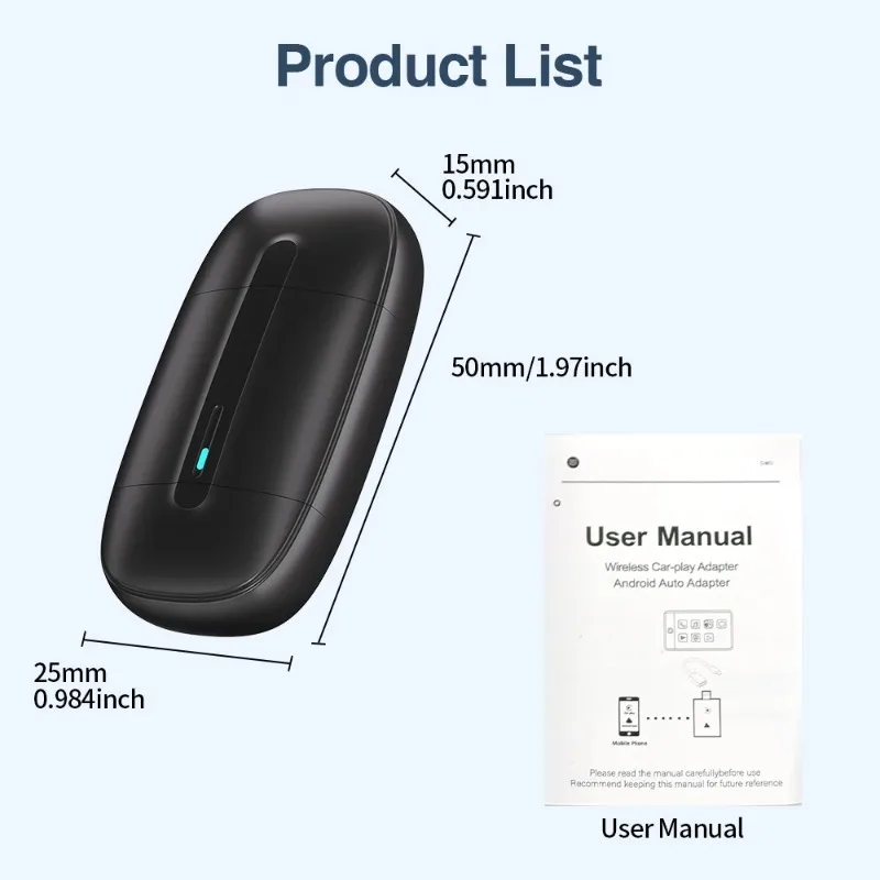 Android Auto Wireless Carplay Type-c USB Bluetooth Wifi Plug and Play 2In1 Dongle