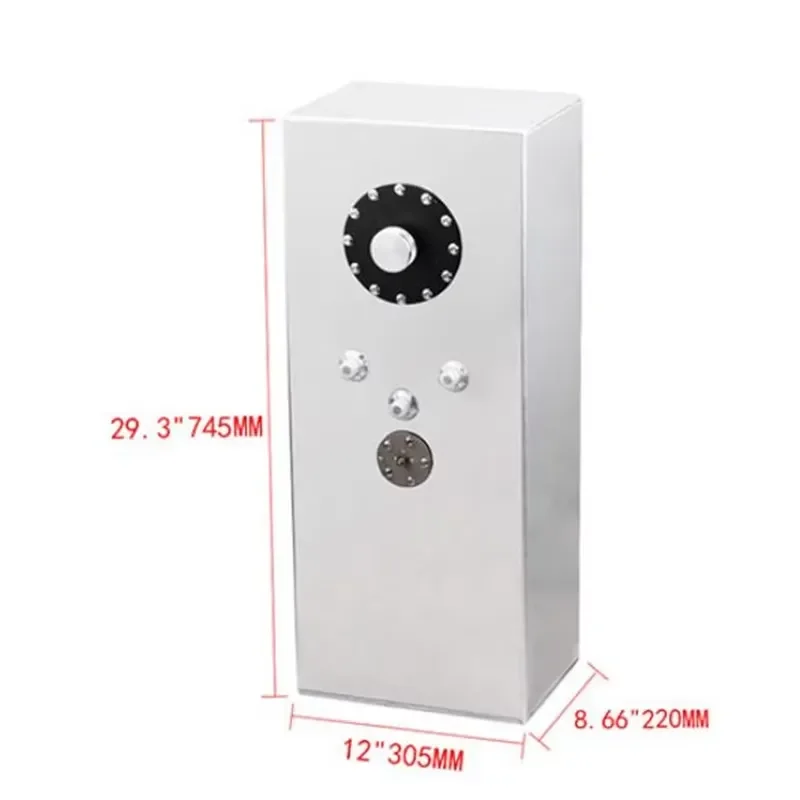 60L Aluminum Alloy Rectangular Auxiliary Fuel Tank - Universal Car Modification Fuel Surge Tank with Level Sensor