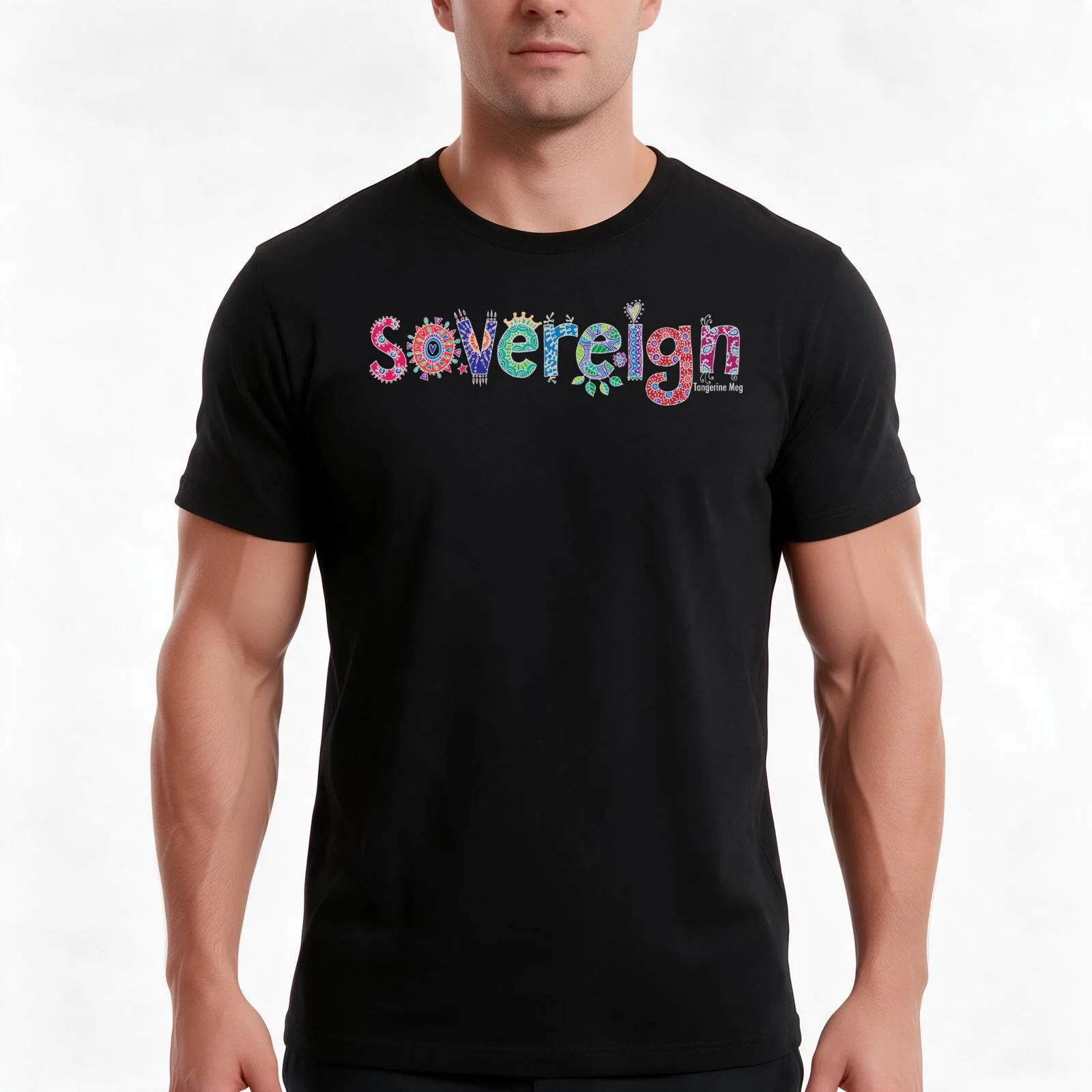 Sovereign - hand lettering T-Shirt, Summer Casual Cotton Tee, Oversized Streetwear Tops, Vintage Graphic Print, Unisex Men Women