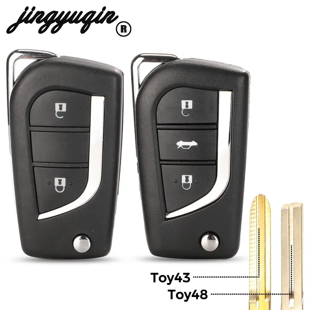 

Jingyuqin 2/3 кнопки для Toyota Corolla RAV4 до 2013 удаленный складной чехол для автомобильного ключа Toy43 Toy48 замена лезвия