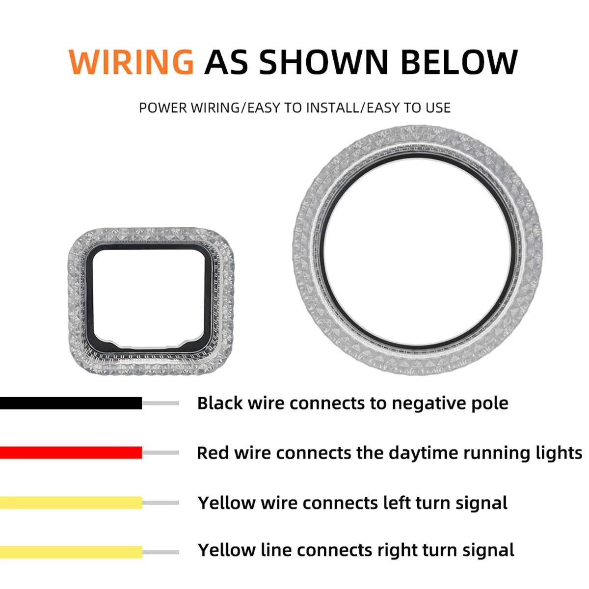 Led Angel Eyes Headlight RGB LED Halo Square/Ring Light APP Control DRL Daytime Running Light for Car 2 in 1 Symphony Lamp
