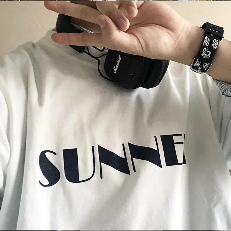 Hot Sales Korean Version Cotton Sunnei Letter Printed O-Neck Tees Summer Harajuku Men Women Unisex Short Sleeve Loose T-shirt