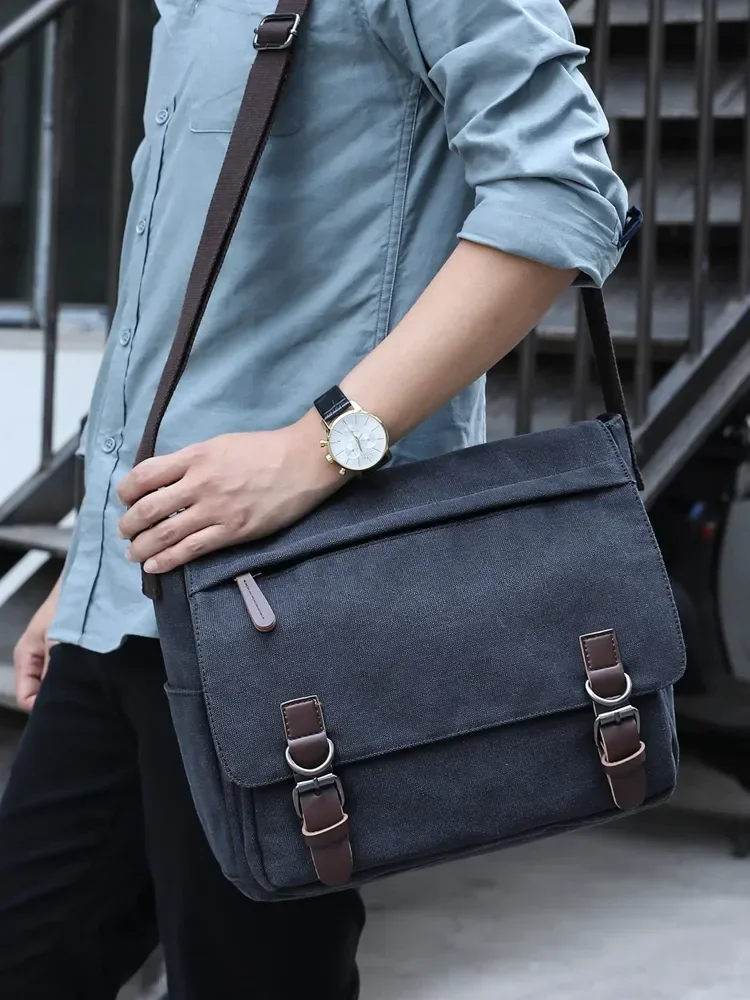 Imagem -04 - Laptop Canvas School Bolsa Messenger Bookbag Bolsa de Ombro Casual Crossbody Homens