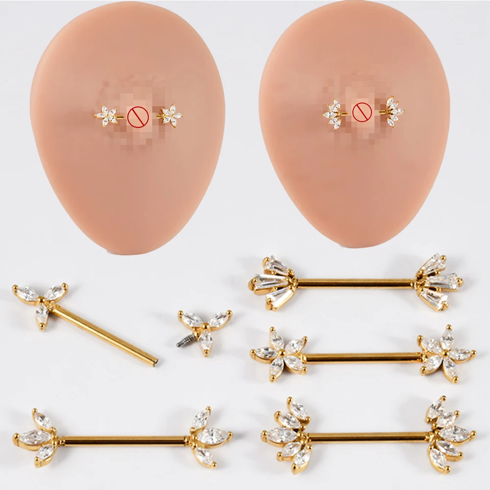 1PC Rvs Marquise Trapezium Zirconia Kroon Windmolen Interne Draad Rechte Staaf Tepel Schild Body Piercing Sieraden