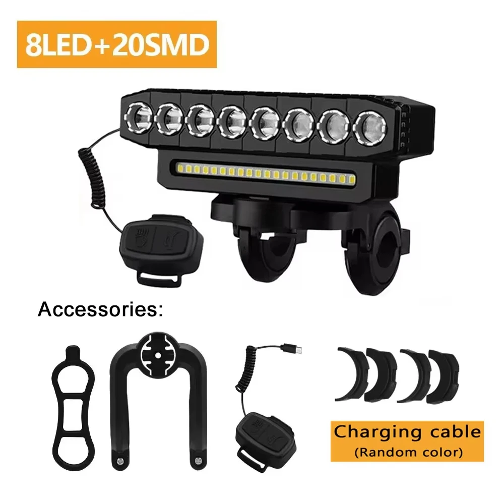 5/8 LED Fietskoplamp USB Oplaadbaar 130dB Fietsen Hoorn Eenvoudig te installeren 6 Modi Fietsbellicht