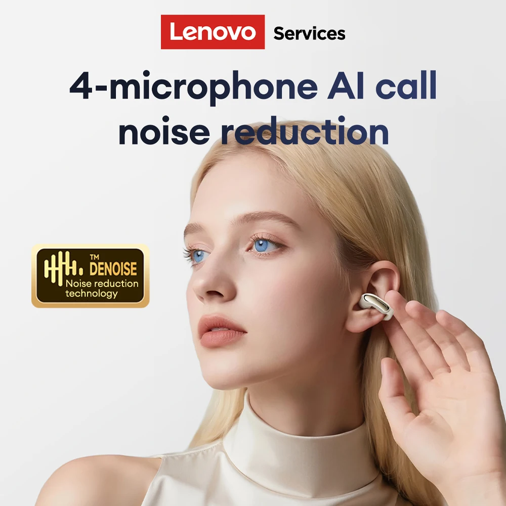 Lenovo LES-108 Conduzione ossea TWS Clip per l'orecchio Auricolari Wireless Bluetooth V6.0 Auricolari Cuffie sportive Al Call Riduzione del rumore