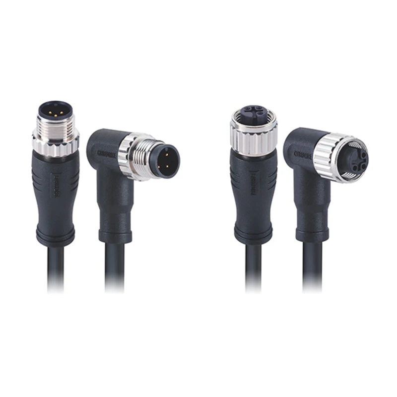 M12 Male Female 2 3 4 5 8 12 17 Pin Un- Angled Connector Cable M12 Waterproof Sensor Circular Connector