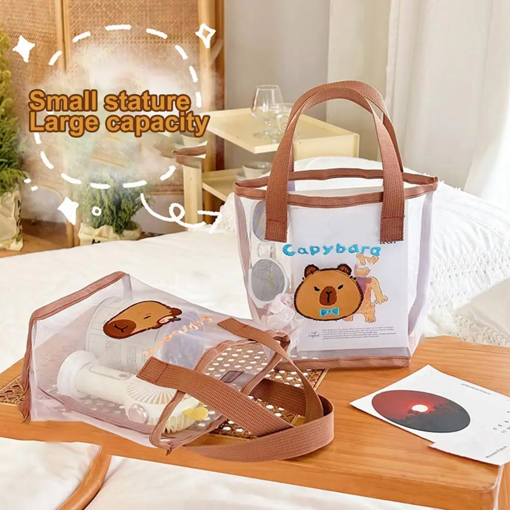 Embroidery Pattern Handbag Handbag Capacity Mesh Beach Bag with Reinforced Handle Cartoon Pattern Design Waterproof for Pool