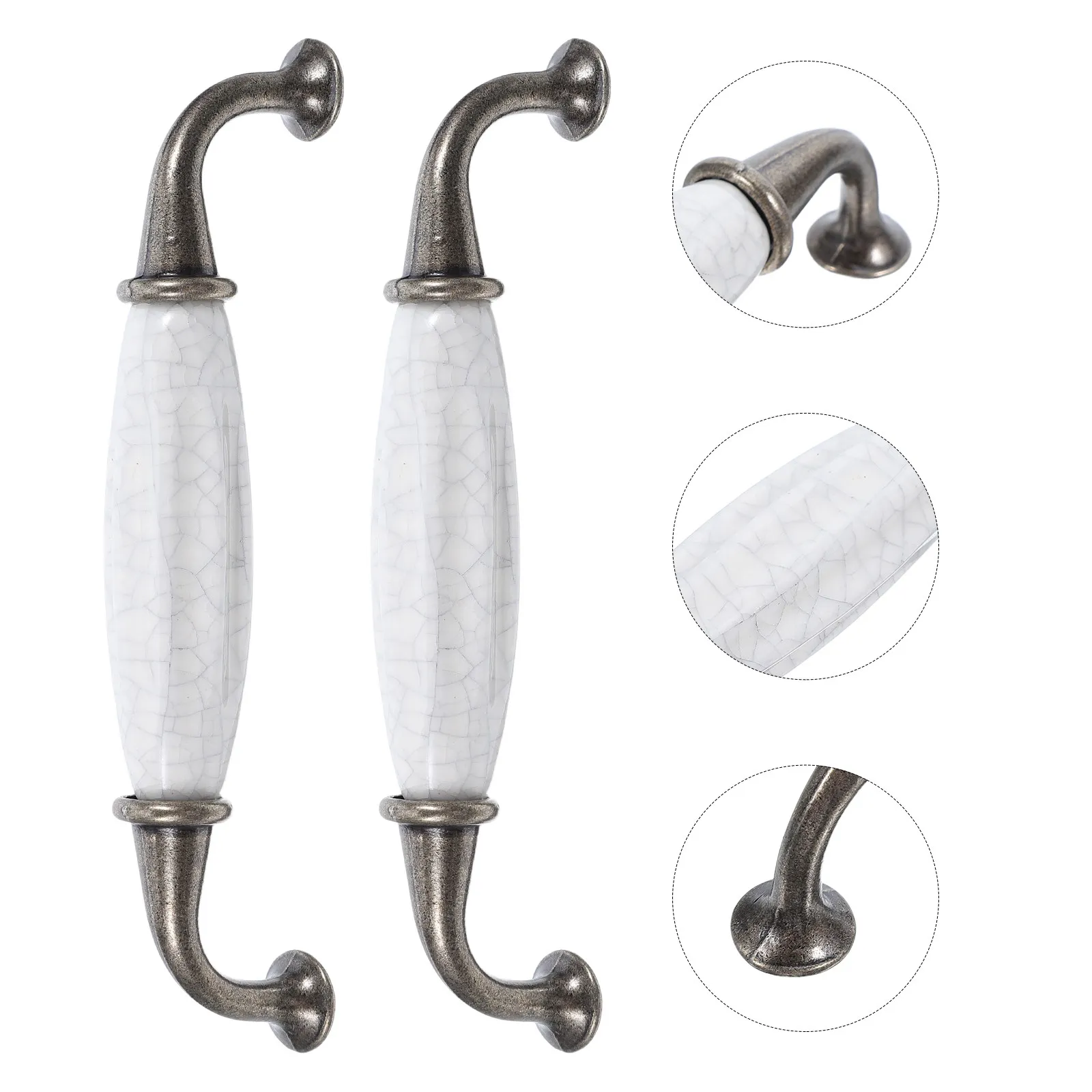 10Pcs Ceramic Cabinet Handles Vintage Style Zinc Alloy Base Decorative Replacement for Kitchen Wardrobe Cupboard 5Inch