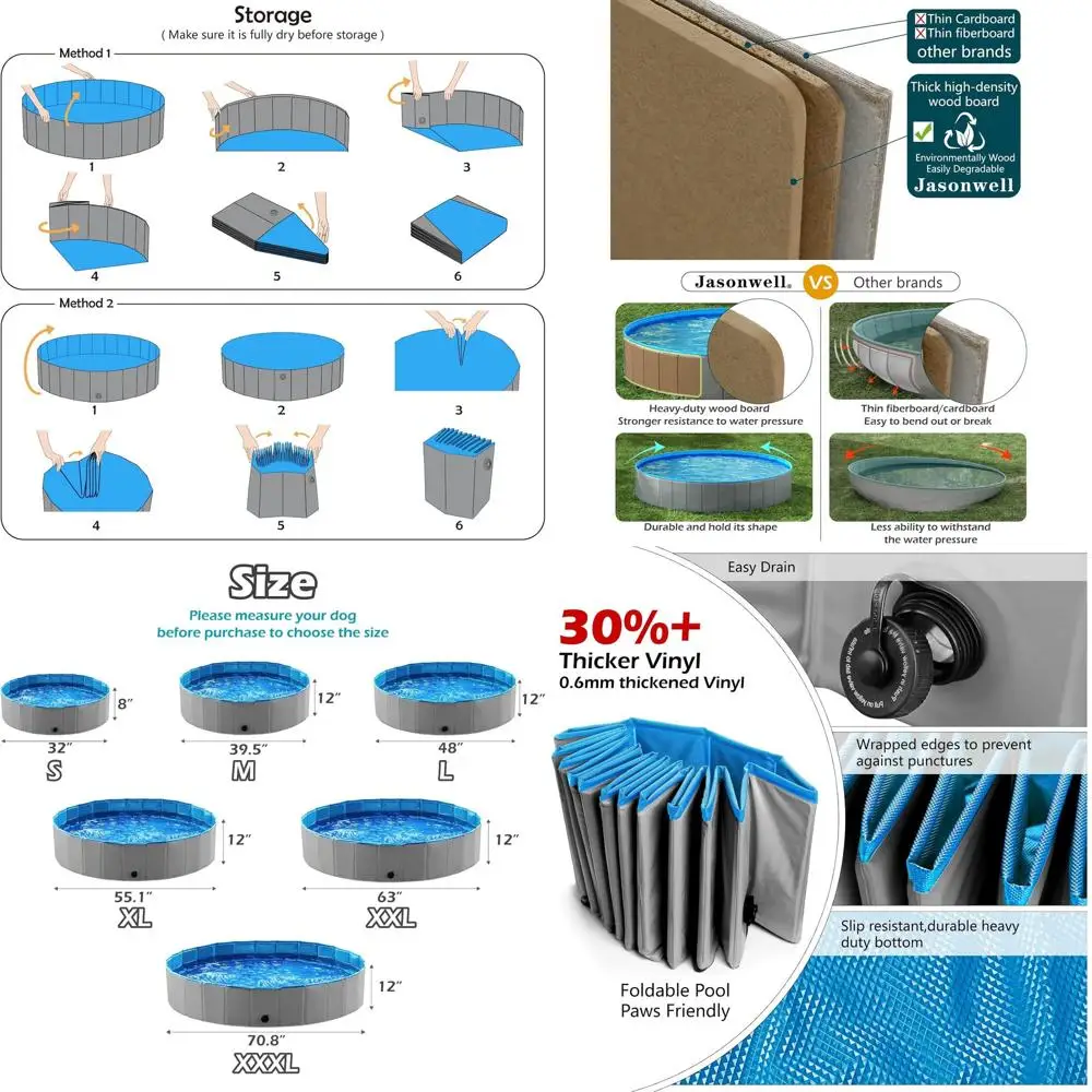

Складной серый бассейн для собак (от маленьких до крупных пород), кошек и детей, 71 см – Складной бассейн для купания домашних животных