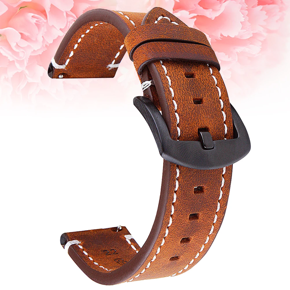 

1pc 20Mm Watch Strap Vintage Replacement Band Retro Smartwatch Wristband For S3 Dark Brown Durable
