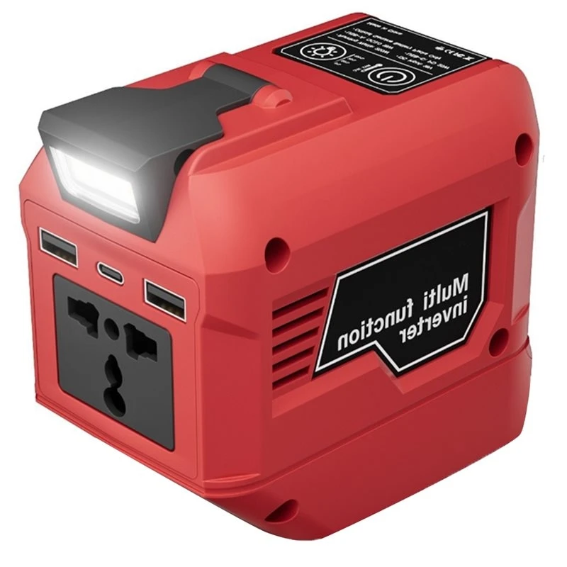 ABSS-Battery Inverter 250W DC18V To AC110V For Milwaukee 18V Battery,Portable AC Outlet For Camping Emergency Power Supply
