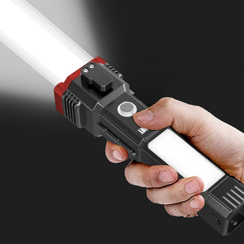 Super Bright Rechargeable LED Flashlights Automobile Safety Hammer, Car Multi-Function Torch Light Car Window Breaking Light