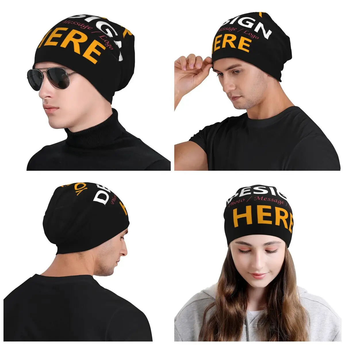 Custom Your Design Here Bonnet Hats Cool Knitting Hat For Winter Warm Personalized Customized Logo Printed Skullies Beanies Caps