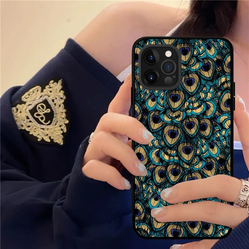 Peacock Feather Phone Case For IPhone 15 8 7 6 6S Plus X SE 2020 XR XS 14 11 12 13 Mini Pro Max Mobile Case