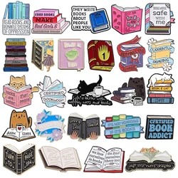 Book Brooch Creative Magic Crocodile Pink books Glasses Cat Red Lips Princess Notebook Badge Punk Pins Jewelry Gifts For Kids