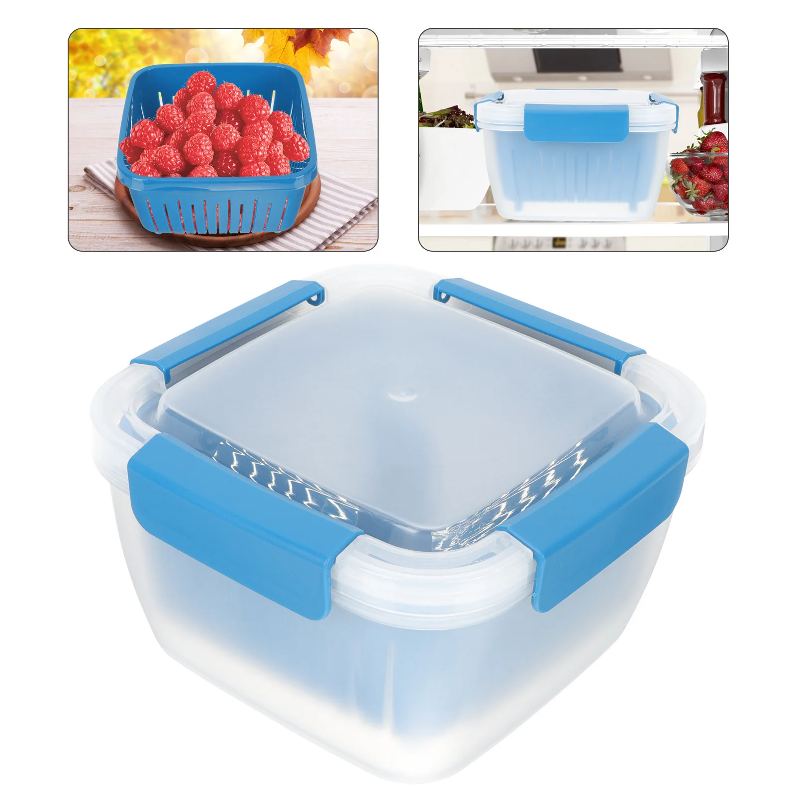 

Refrigerator Fruit Box Vegetable Fresh Keep Box Double Use Draining Basket Sealed Storage Container Fridge Fruit Organizer