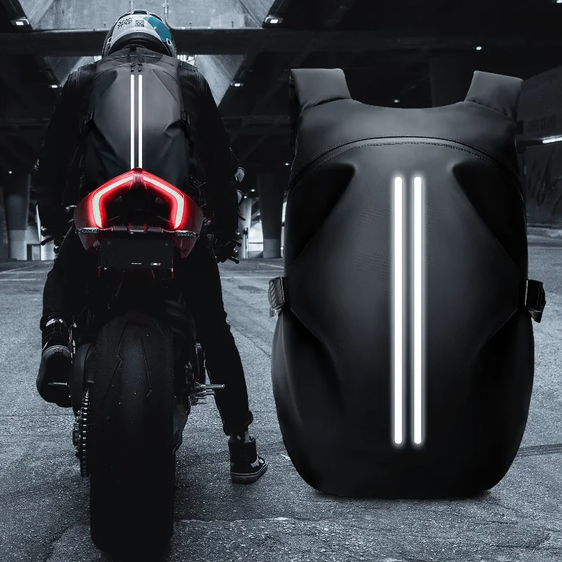 50L Motorcycle Backpack Large Multifunctional Backpack for Motorcyclists Waterproof Helmet Bag Reflective Bicycle Travel Bag