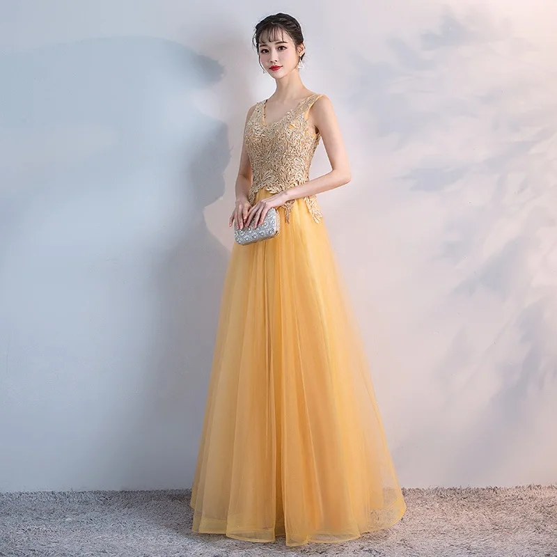 Elegant Long Evening Gown 2024 Sexy V Neck Slim Host Dress Plus Size Vestido Longo Festa Chorus Performance Formal Party Dress