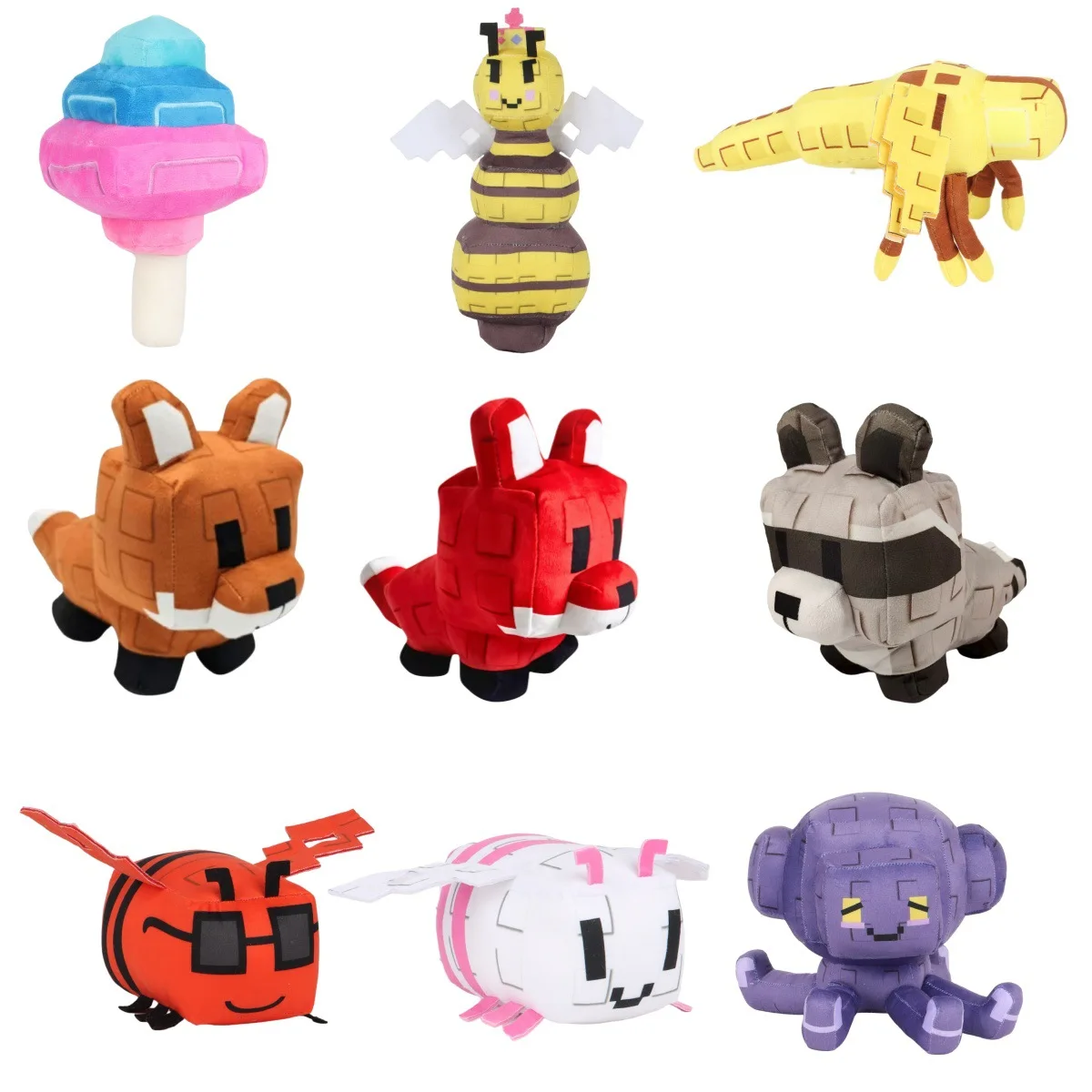 Block Style Animal Stuffed Plush Toy Pixel Cartoon Creature Doll Soft Pillow Home Decor Birthday Gift For Game Fans Kids