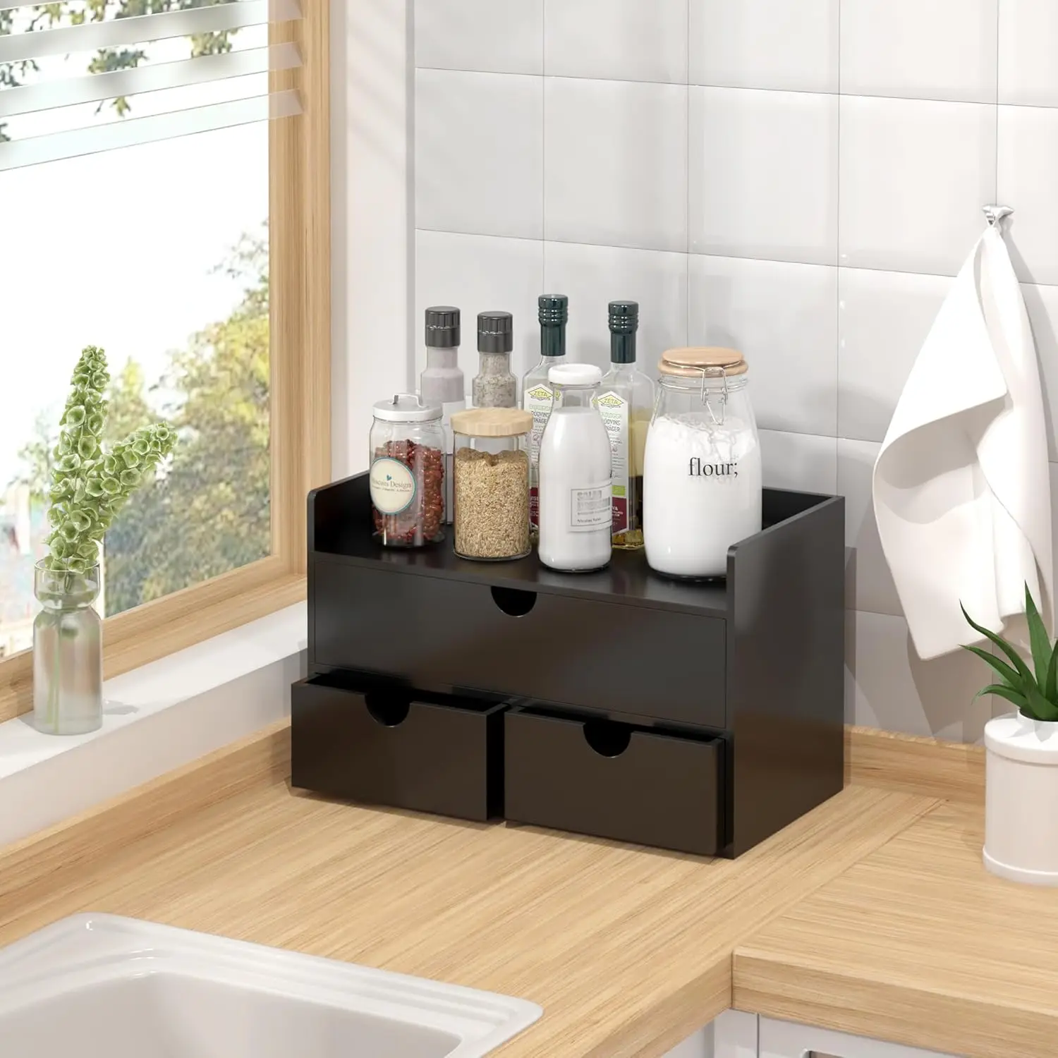 

Bamboo Desk Organizer with Drawers Desktop Storage Drawers for Bills Office Supplies Kitchen Utensils Organizing Tool·Hot Sale