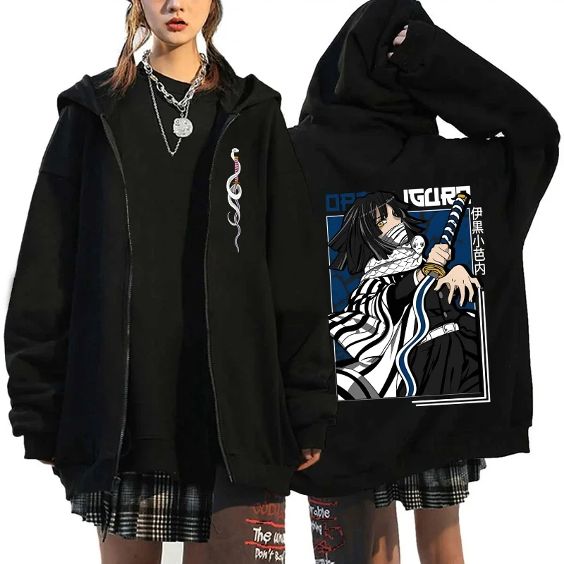 Hot Anime Demon Slayer Blade Hoodie Frauen Casual Harajuku Mode Streetwear Y2K Langarm Jacke Mantel Fleece Zip-Up Hoodie