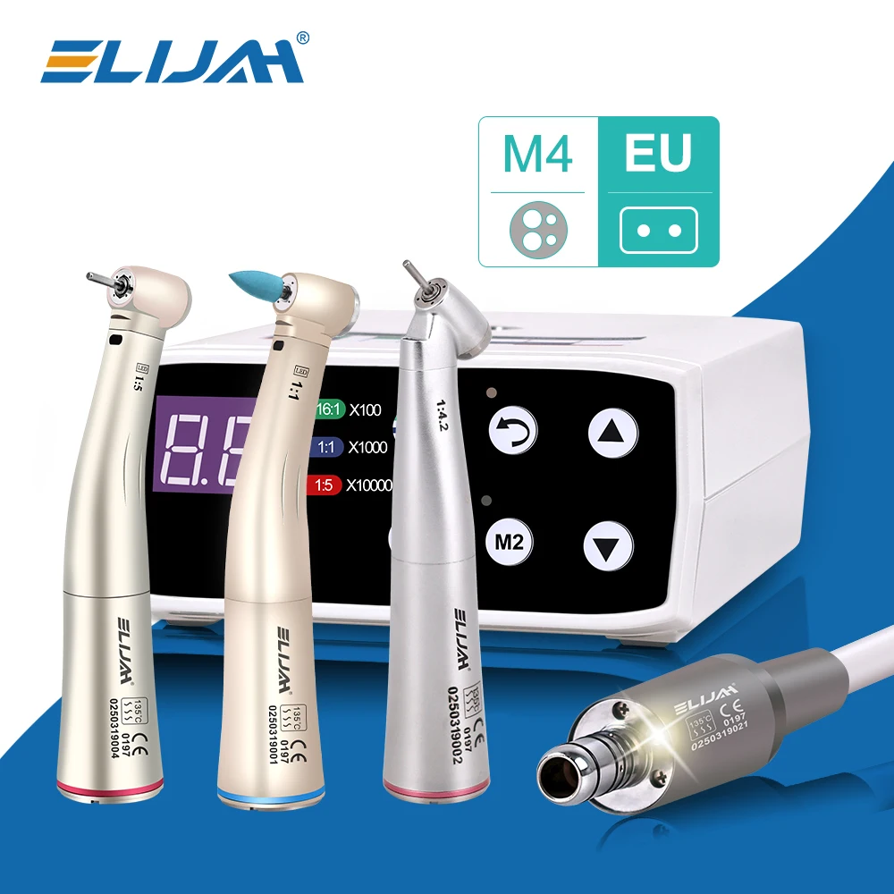 ELIJAH Tandheelkundige Borstelloze LED Micro Motor Interne Spray Elektrische Motor 1:1 1:5 Contra Hoek Lage Snelheid Handstuk Tandheelkundige Apparatuur