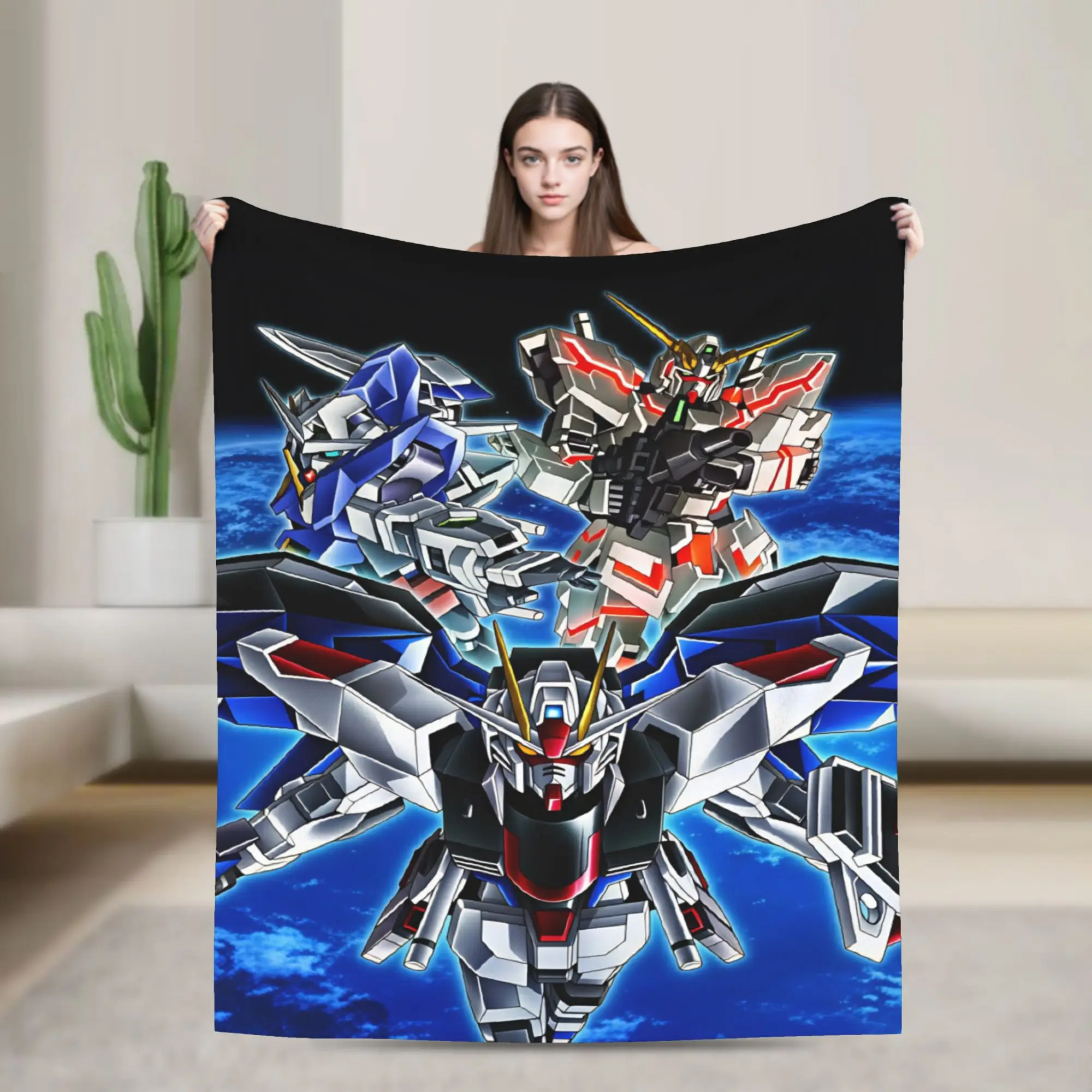 Mobile Suit Gundam Blanket Quality Soft  Throw Blanket Winter Decorative Couch Bed Funny Bedspread