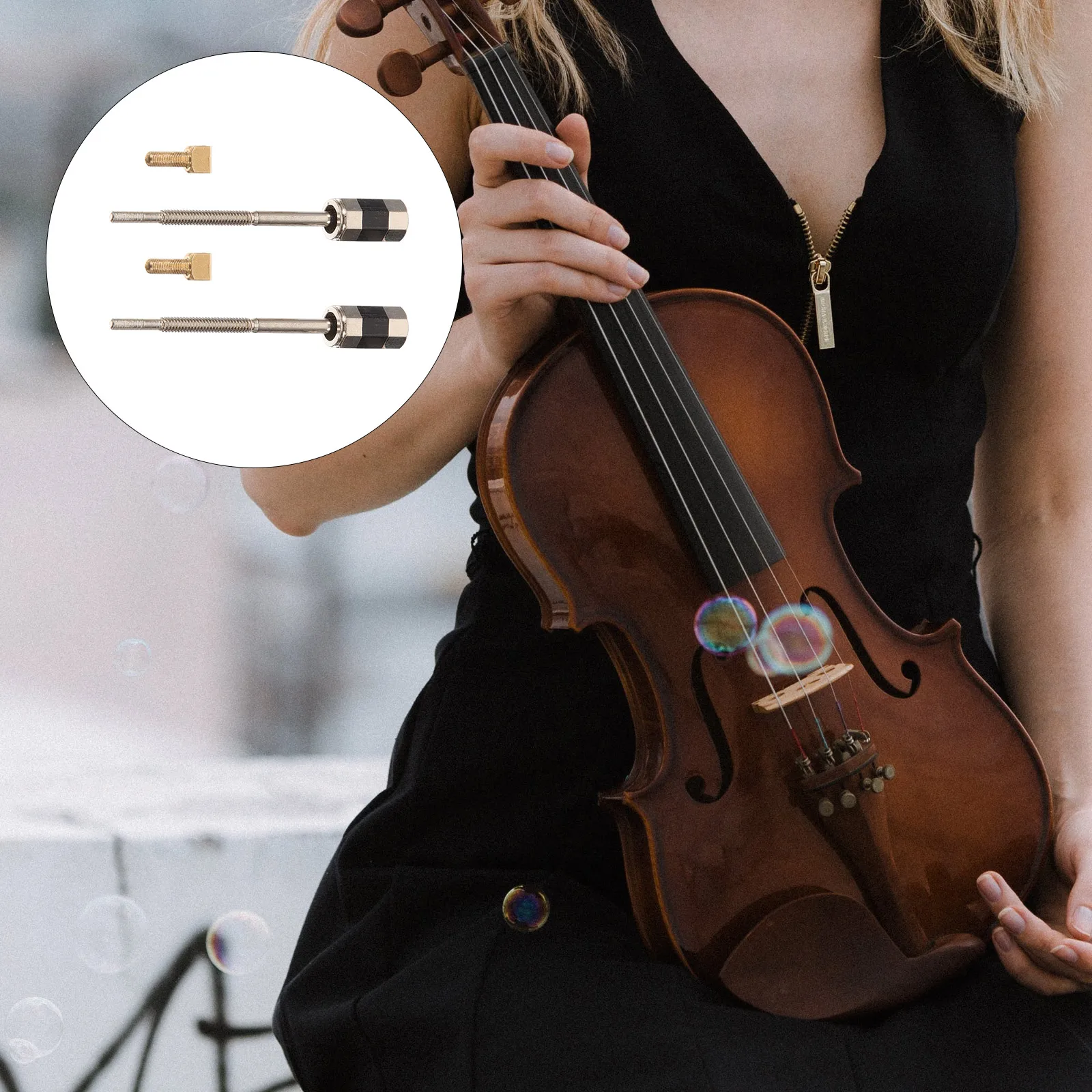 

2pcs Bow Frog Screw for 4/4 3/4 Violin Replacement Parts Accessories Sturdy Metal Smooth Surface Wear Resistant Practical