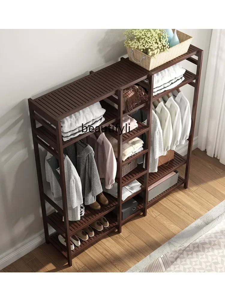 Vertical Large Hanger Floor Bedroom Hanger Solid Wood Coat and Hat Rack Simple Storage Storage Rack Open Wardrobe furniture