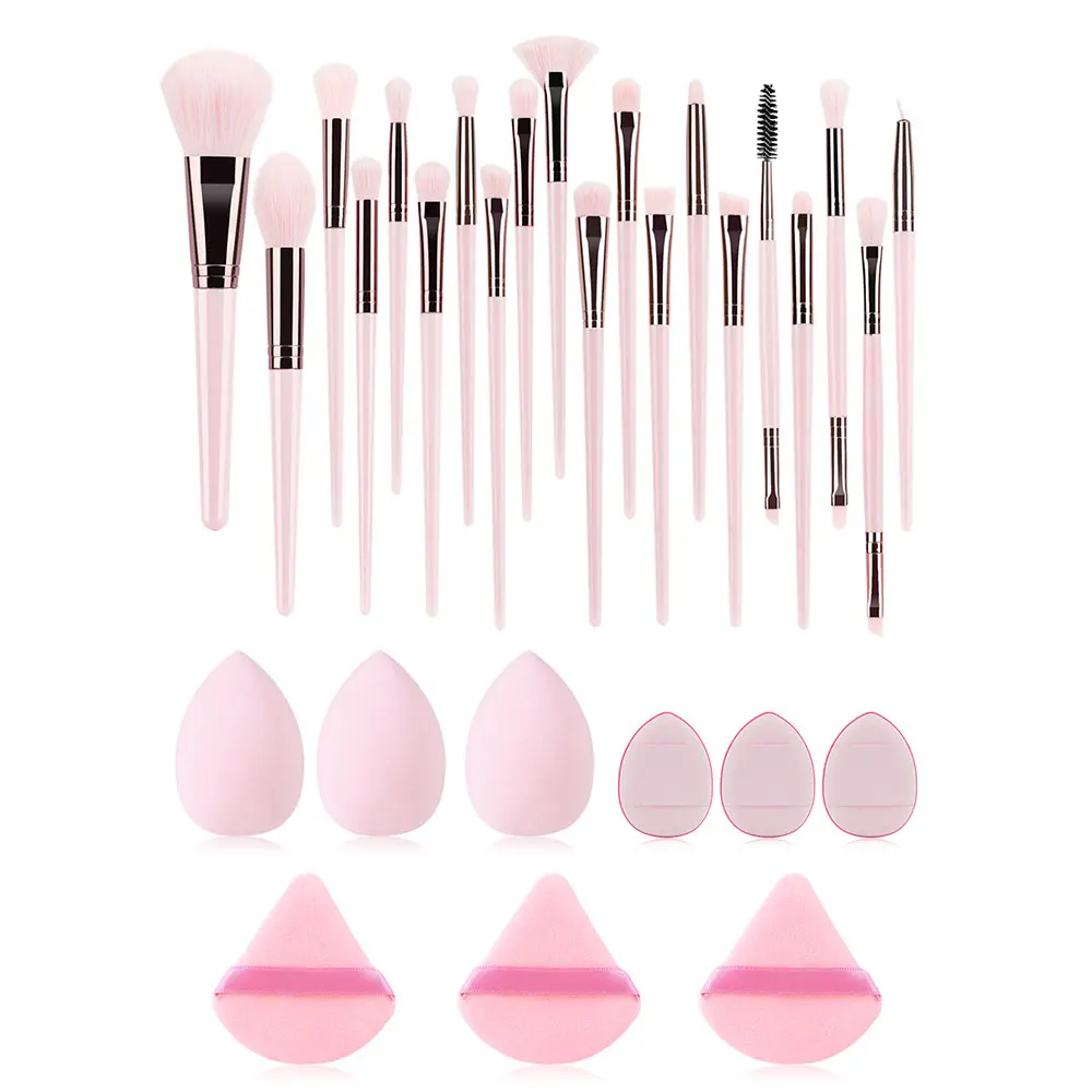 20 Pcs Makeup Brushes+9 Pc Makeup Sponge Air Cushion Powder Puff Finger Puff Set Portable Makeup Tool Combination Foundation