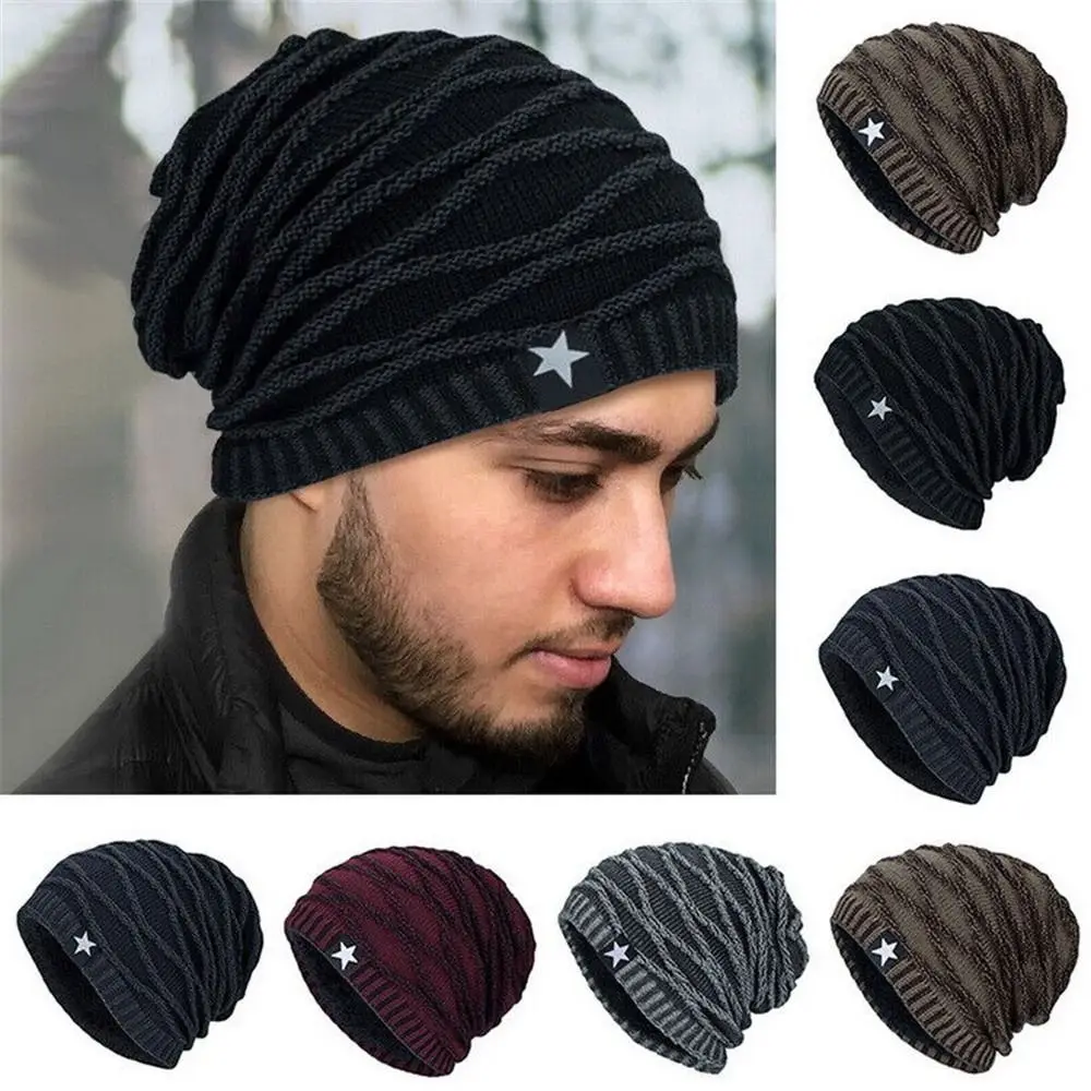 Winter Thermal Soft Fleece Lined Ski Cap Knitted Cap Beanie Hat Skullies Hat