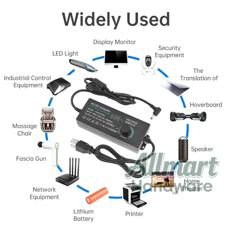 100V-240V AC/DC converter transformer 120W adjustable power adapter 3V-24V 5A universal variable switching power adapter
