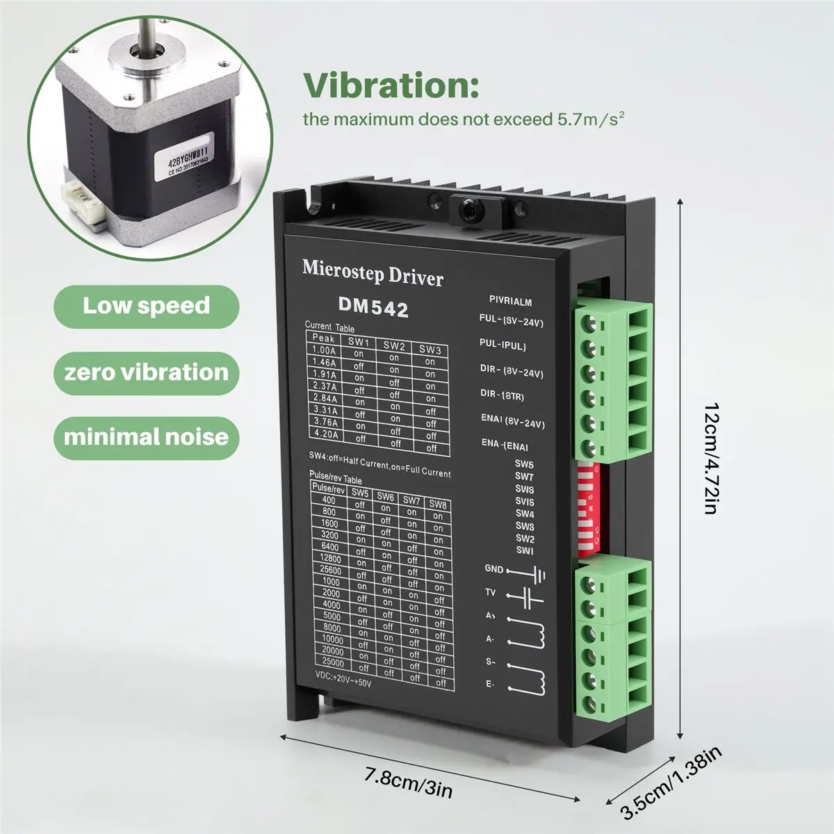 

T69C! Stepper Motor Driver, DM542 Stepper Motor Driver Dsp Digital Driver Board for Nema 17, Nema 23 ,Etc