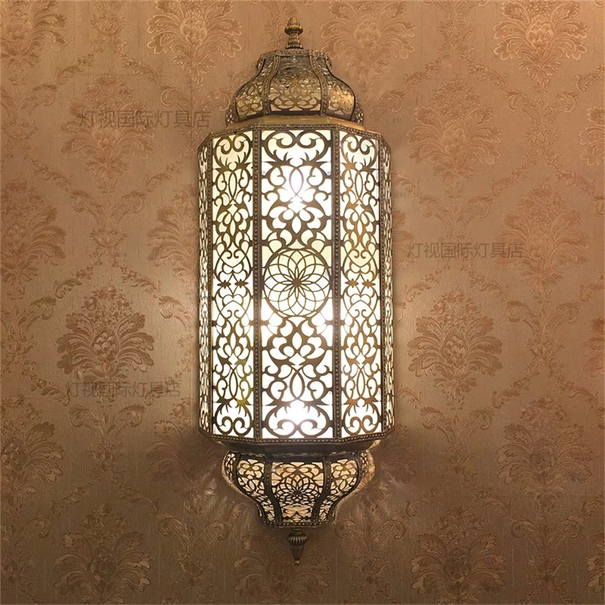 Moroccan handmade wall lamps bedroom living room dining wall sconces lights retro hotel villa line cut luxury lighting