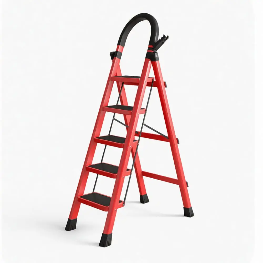 Thickened Carbon Steel Folding Ladder Portable Household Step Stool Indoor Climbing Tool Multifunctional Stable Rack