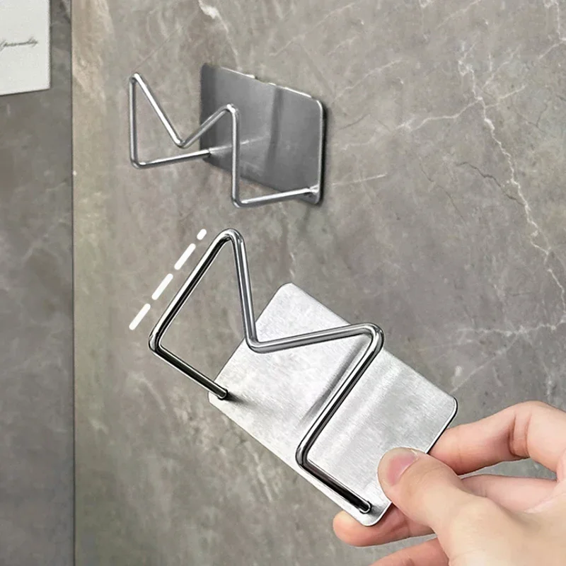 Wall Mounted Self Adhesive Hair Dryer & Curler Straightener Holder Stainless Steel Storage Rack No Drilling Bathroom Organizer gallery 2