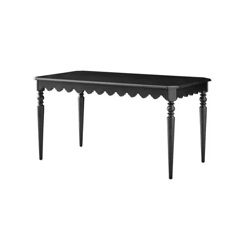 

American retro, all solid wood dining table and chairs, combined home use, French black high-end sense