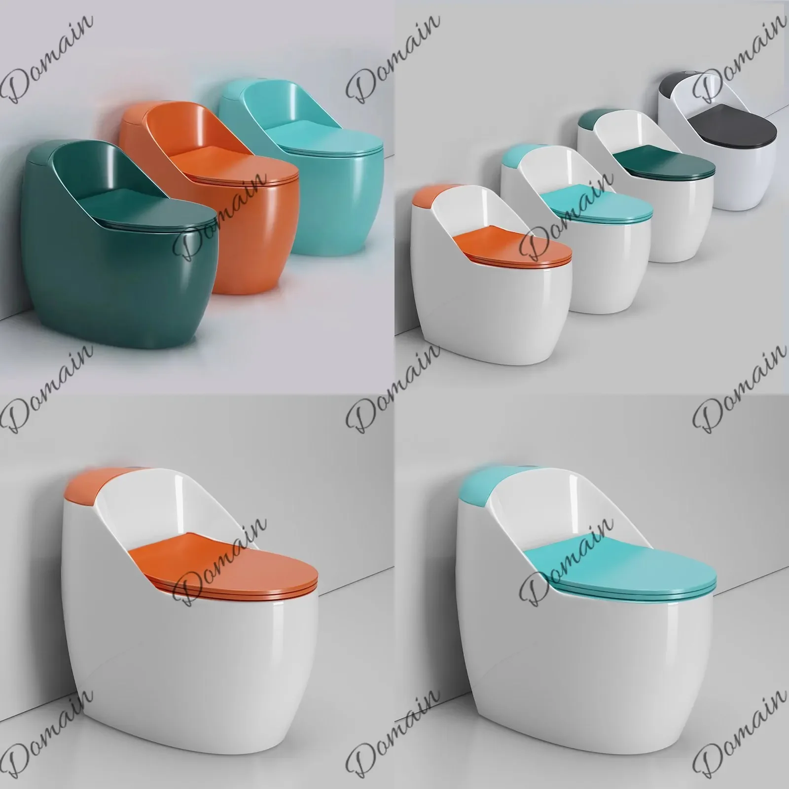 LZ Creative Colorful Egg-Shaped Home Toilet Large Flush Direct-Wash Siphon Toilet with Wide Outlet U