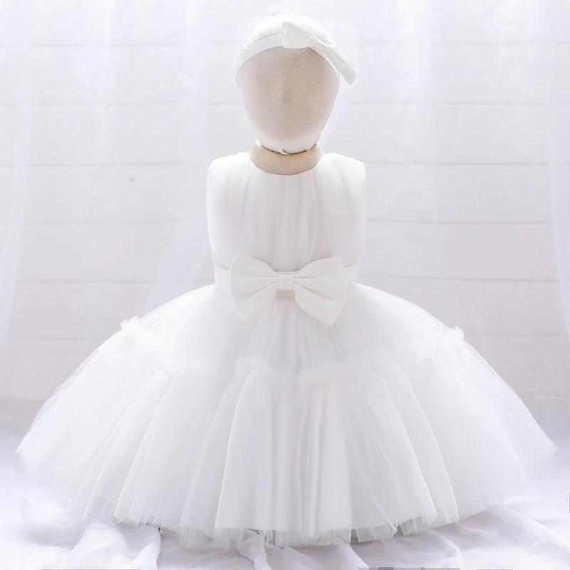 Summer Ceremony 1 Year Birthday Dress For Baby Girl Clothes Baptism Lace Princess Dress Girls Dresses Party Gown White Pink