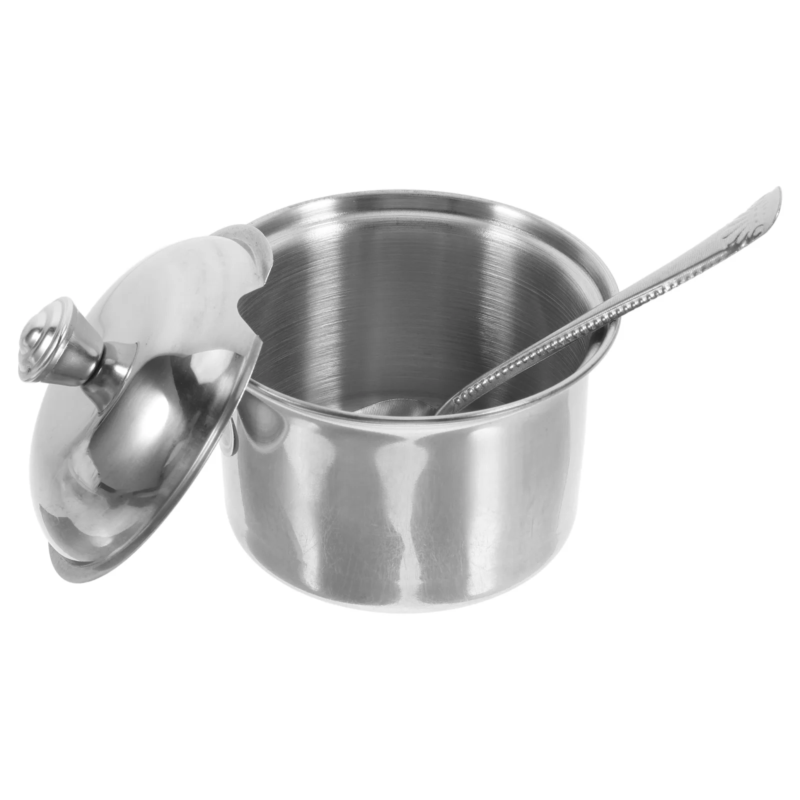 

Stainless Steel Condiment Jars With Lid Spoon Seasoning Storage Containers Airtight Sugar Bowl Salt Bowl For Kitchen Coffee Tea