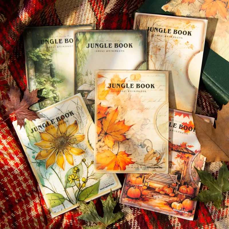 Autumn forest background hand journal scrapbook paper jungle diary series beautiful day crafting supplies 30 sheets 6 different