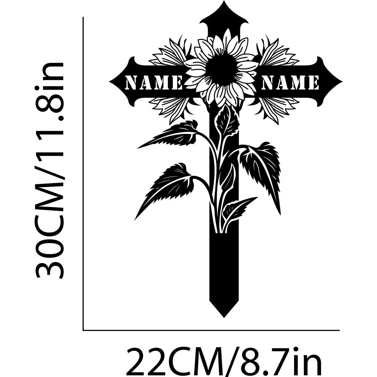 Palo commemorativo personalizzato con croce di girasole, palo con croce di girasole, palo in metallo da giardino, perdita della mamma, regalo di simpatia