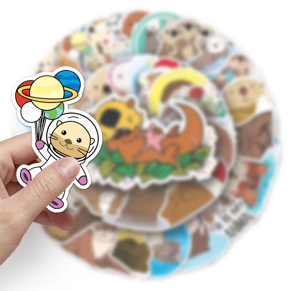 10/30/50 Uds. Pegatinas divertidas y bonitas de nutria de animales, pegatina de dibujos animados Kawaii, monopatín, equipaje, teléfono, guitarra, calcomanías de grafiti impermeables
