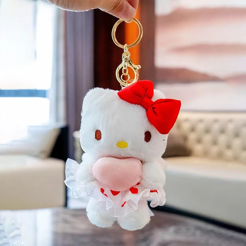Sanrio-Llavero de Hello Kitty para niños, bolsa colgante, Kuromi Cinnamoroll, juguetes de peluche para niñas, mochila, correa, regalos de cumpleaños, muñeca