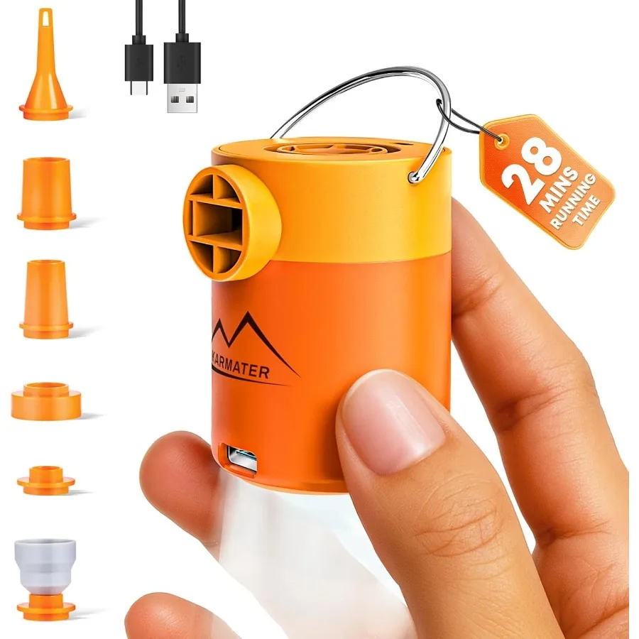 Pompa d'aria gonfiabile portatile per viaggi in campeggio: mini pompa per vuoto elettrica aggiornata da 5 kPa con batteria ricaricabile per gonfiabile